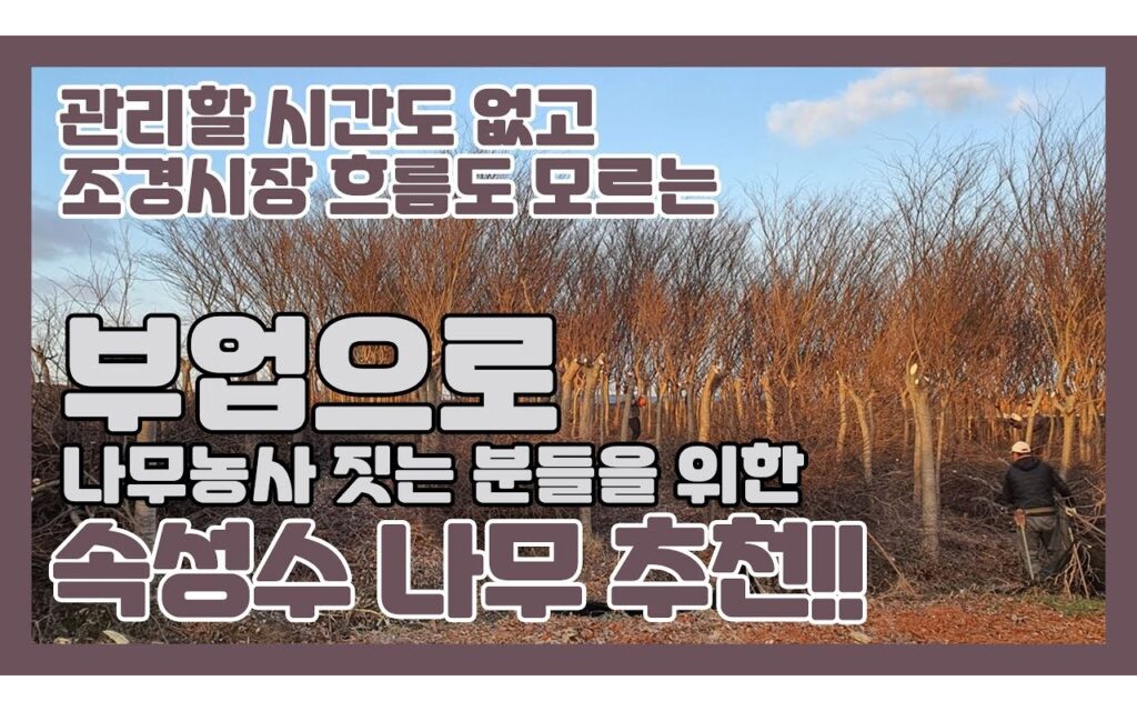 겸업 재배 수종 선정, 관리 여력을 제약 조건으로 둔다